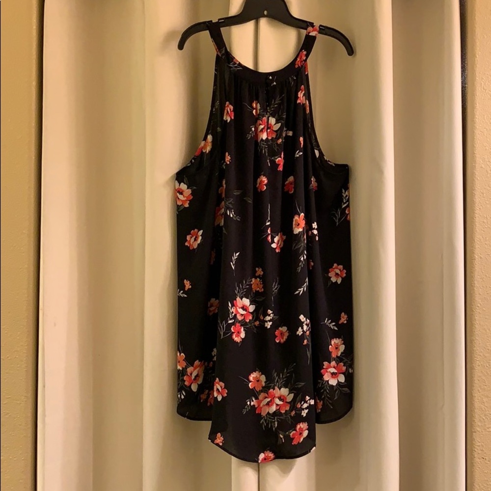 TORRID - High/Lo Floral Print Blouse 3X Black
